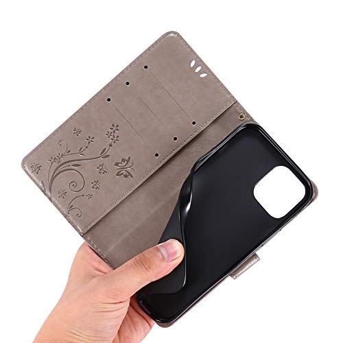 Capa C-Super Mall-UK para iPhone 12 Pro, capa para iPhone 12, capa carteira em relevo borboleta com