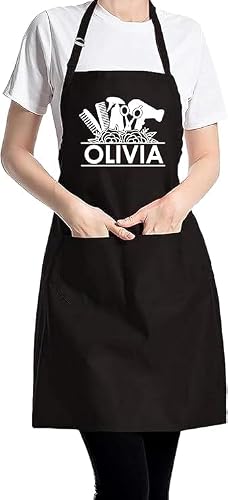 PB TECH Personalised Unisex Saloon Apron,Hair Stylist Barber Unisex Apron,Customized With any Name or Text, Apron with Pockets, Best Apron Design For Hair Dresser’s