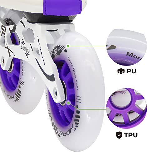 SKT HP Speed Inline Skate Wheels, 8 Pack 90mm 85A Replacement Roller Skate Wheels for Outdoor Speed Skating Skate Purple