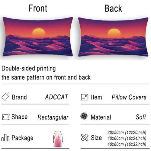 Fundas de cojines 40x60 paisaje de atardecer juego de 2 fundas rectangulares terciopelo con zipper 7