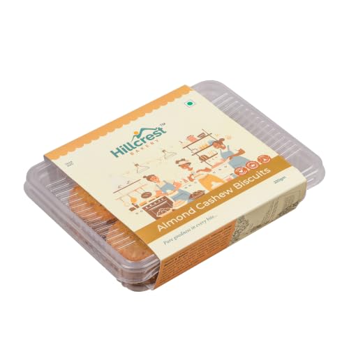 Image of Hillcrest Bakery Almond Cashew Biscuits, Whole Wheat, 18 Pieces, 320 g | Premium Baked Snack | Crispy & Delicious | Tea Time Treat | Suitable for Everyday Snacking | Hygienically Packed