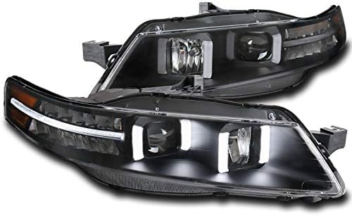 LED DRL Black Projector Headlights Headlamps For 2004-2008 Acura TL