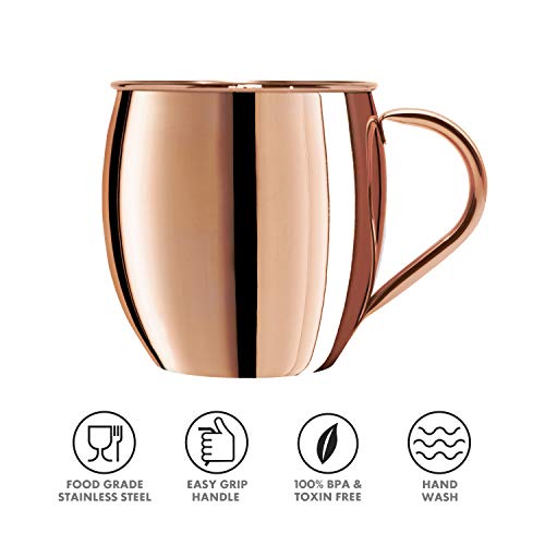 Oggi Jumbo Stainless Steel Moscow Mule Mug- 102Oz Copper Plated Moscow Mule Cup, Cocktail Cart & Home Bar Accessories, Moscow Mule Mugs Make Great Gifts #TOP1