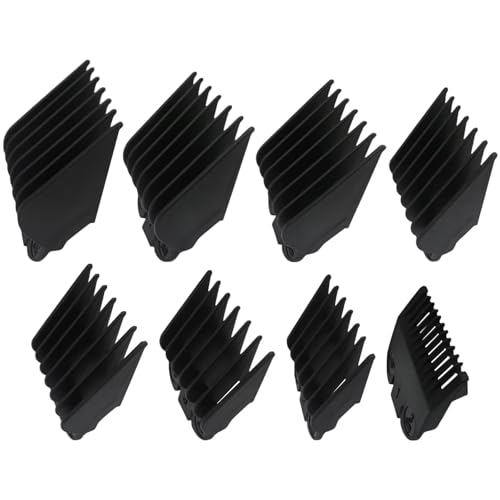 Weistiy 8Pcs Professional Hair Clipper Combs Guides, Replacement Guards Set #3171-400 - 1/8” to 1” Fits for Wahl Clippers/Trimmers, Black