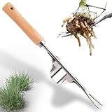 Stainless Steel Weed Puller Tool with Ergonomic Grip, Efficient Root Removal Design for Dandelions & Garden Weeds, Heavy-Duty Hand Weeder for Flower Beds, Potted Plants and Small Gardens
