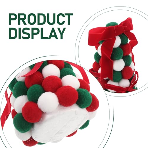 Mini árbol de Navidad resistente DOITOOL, decoración interior con pompón y lazo para hogar 4