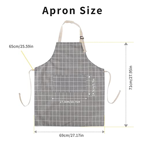 Image of Tosewever 2 Pack Cotton Adjustable Bib Apron for Women, Cooking Kitchen Aprons with Pockets BBQ Drawing, Mom Woman Men Chef (Cotton - Grey /Green, 2)