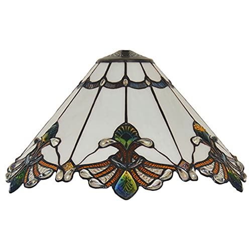 Image of Mission Lamp Shade Replacement Green Red White Tiffany Stained Glass Lampshade Only with Cap Fit for Table Lamp Floor Lamp Reading Desk Lamp Ceiling Pendant Light Chandelier,White,13in