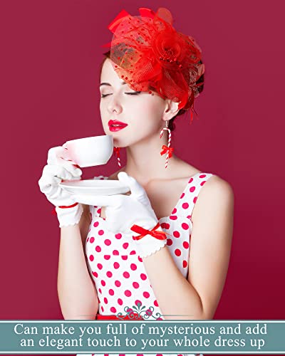 Patelai 8 Pieces Fascinators Hats for Tea Party Women Girls Flower Feathers Mesh Hat for Cocktail Party Church Wedding