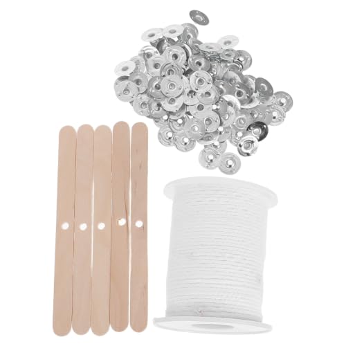 Amosfun Supports de Mèche en Métal avec 5 Dispositifs de Centrage pour Fabrication de Bougies DIY, Mèche en Coton Naturel et Base en Acier Inoxydable pour Absorption Rapide D'huile