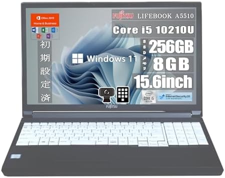 （23:30時点） 【整備済み品】 富士通 15.6インチ 第十世代 Core i5ノートパソコン A5510/ Win11 Pro/MS Office H&B 2019 / /WIFI/HDMI / 8GB/256GB SSD/テンキー