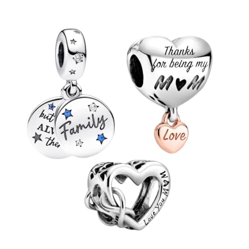 Image of Mom Family Charms Bead for Bracelets and Necklaces Jewelry Charm for Women Valentine Mother's Day