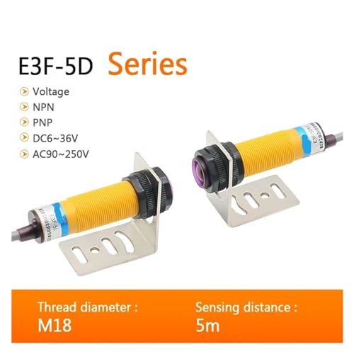 Sensor láser E3F-5DN2-5L barrera NPN NC detección de 5 metros cable 1.2m 3