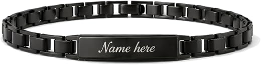 SCPmarts Personalized Aura Bracelet For Men – Adjustable Name Engraved Stainless Steel Bracelet Custom Gift for Him