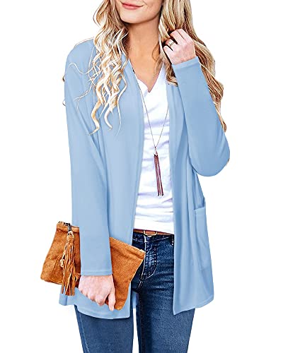 Image of ULTRANICE Cardigan Sweaters Womens Fashion 2025 Spring Lightweight Long Sleeve Casual Tops Clothes Outfits with Pockets