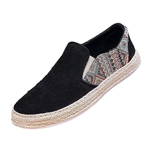 Woaikeyu Zapatillas Hombre Moda Zapatos Planos sin Cordones Zapatos de Pescador Lona Suela gruesa Comfortable Zapatos casuales #616115, Le Noir, 41 EU
