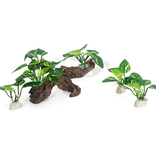 Image of 4PCS Driftwood Cave Aquarium Decor Silk Aquarium Plants for Betta Fish Tank Decorations
