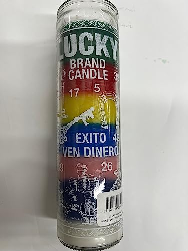 Money Drawing (Ven Dinero) Unscented 7 Color Pillar Candle in Glass