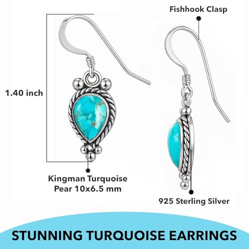 Turquoise Earrings for Women in 925 Sterling Silver Drop Dangle Earrings Boho Western Turquoise Jewelry Birthday Gifts for Womens3