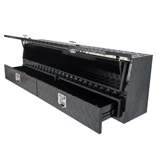 Wibq Lois Heavy-Duty 72' Aluminum Contractor Tool Box with Doors & Drawers, 13.5 x 21 Inches Pro Series Top Side Storage for Professionals