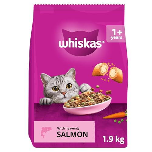 WHISKAS Adult Dry Cat Food 1.9kg with Salmon (Pack of 4)
