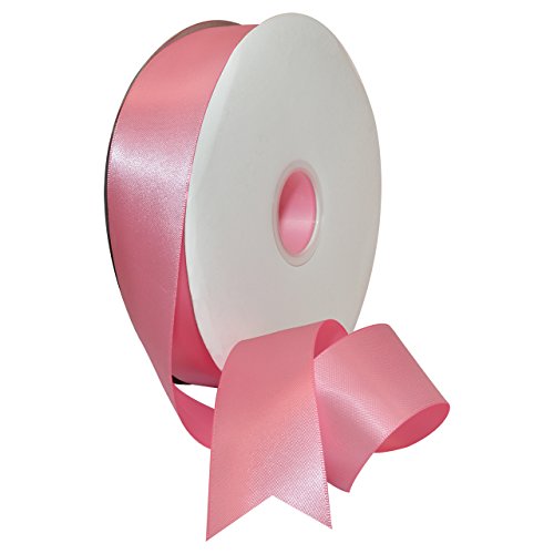 Image of Morex Ribbon 08838 /00-155 Double Face Satin Ribbon 1.5 inch X 100 YD Geranium Pink Ribbon for Gift Wrapping, Birthday Gift Cards, Satin Dress for Women, Silk Ribbons for Crafts, Wedding Gifts for Couple