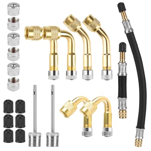 kayqbonke 22 Stück Ventilverlängerung Autoventil Set, 100mm/210mm Reifenventilverlängerung, Flexible Gummi Autoventil Verlängerung, Reifenventil Verlängerung für Auto, Motorrad, Fahrrad