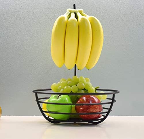 バナナスタンド バナナフック バナナツリー スタンド 果物トレー フルーツバスケット キッチントレイ キッチン収納 フルーツ スタンド バナナ吊りフック付き 果物かご 収納ラック (C)