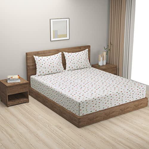 Image of Swayam Mercerized Pure Cotton Double Bedsheet with 2 Pillow Covers | 250 TC Soft Breathable Bed Sheet | Geometric Printed | Size 90 x 108 inch | Comfortable & Durable for Bedroom - Green
