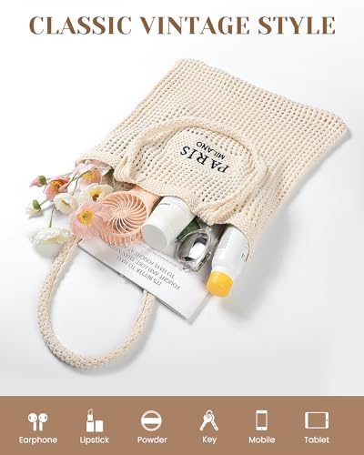 Image of Beach Bags for Women - Straw Bag with Zipper, Soft Woven beach bag, Casual Straw Shoulder Bag for Daily Use