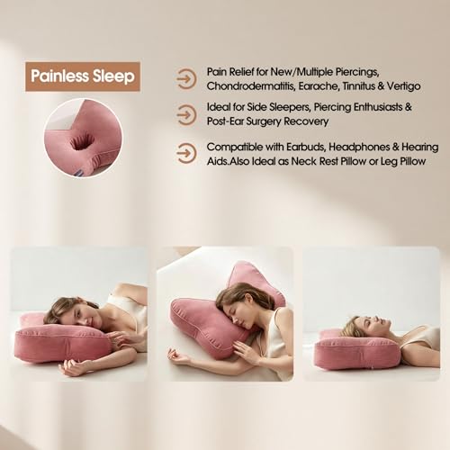 BuildTalk Ear Piercing Pillow with Big Hole, Mauve Pink — view 6