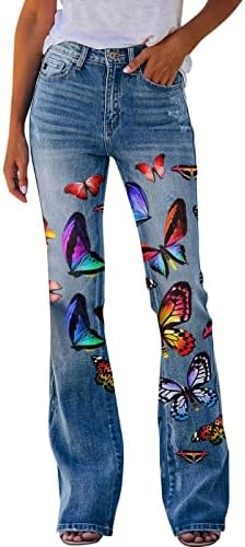USYFAKGH Womens Wide Leg Linen Pants Linen Trousers Womens Pants Printed Pattern Loose Flared Hem Jeans Stretch Flared