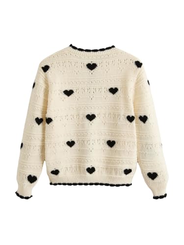 Girl's Heart Cardigan Sweater Cute Button Down Sweater Fall Round Neck Drop Shoulder Cardigans Knit Top2