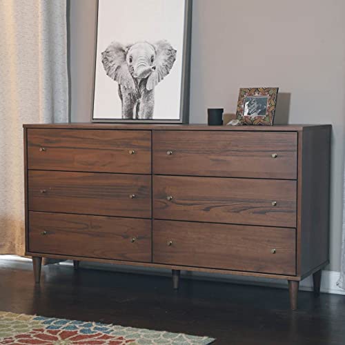Grain Wood Furniture Mid Century 6-Drawer Dresser, Brushed Walnut #TOP3
