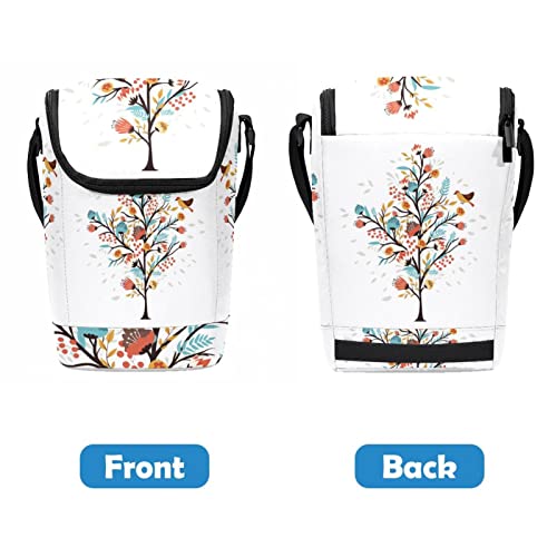 Lonchera ligera para mujer con estampado botánico de aves y árboles 5