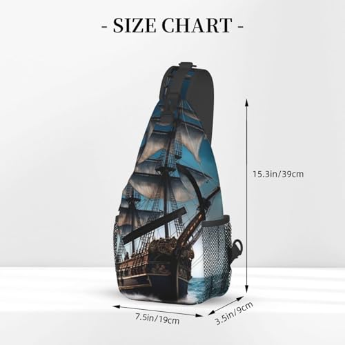 Bolso tipo bandolera Pirate Ship para hombre y mujer negro miniatura 3