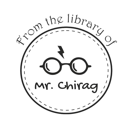 Image of Kunya Personalised Book Stamp with Your Name(3.5 cm Dia), customised for Stamping Books for Readers, Great Gift for booklovers, Kids, Teachers (HP Glasses)