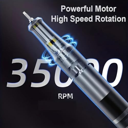 Professional Nail Drill Machine, 35000RPM Rechargeable Electric Nail Drill Kit - Portable E-File for Acrylic Gel Nail Polish Shaping, Home and Salon Use - Long-Lasting Battery, Easy to Clean, Travel-F