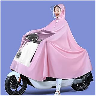 RETENA Hooded Rain Poncho, Waterproof Cycling Raincoat, Windproof Unisex Rain Cape, for Bike, Ebike, Motorcycle, Mobility Scooter Rain Poncho Cover (Color : Pink, Size : 3XL)