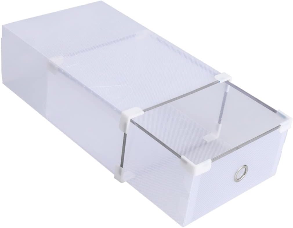 5pcs Transparent Drawer Type Shoe Storage Organizer for Women Stackable Plastic Boxes for Easy Access for Shoes Accessories and More White