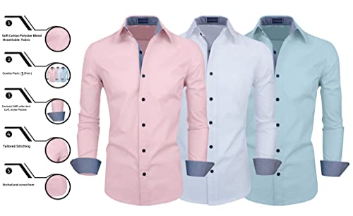 Image of Zombom Men's Combo Regular Fit Cotton Casual Shirts Pack of 3