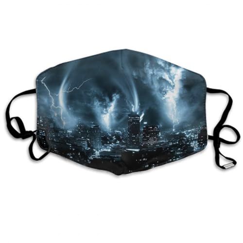 WUXEKZO Adults Boys Girls Warm Protective Masks Fashion Scarf Anti Dust Windproof Mouth Cover, Chicago City Tornado Storm Weather Art Mouth Decoration for Sports Travel Hiking