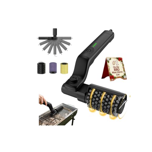【 Design senza fili ricaricabile per convenienza】 Spazzola elettrica ricaricabile per barbecue, design senza cordless ti libera dal guscio dei cavi di alimentazione. Facile da caricare via USB (cavo di ricarica incluso), e con un impressivo tempo di 90 minuti su una ricarica completa, può gestire più attività di pulizia della griglia in un solo go, perfetto per barbecue all'aperto, patio, o campeggio.