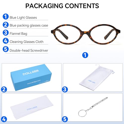 Image of Dollger Oval Blue Light Glasses for Women Men Fashion Retro 90s Small Frame Computer Glasses