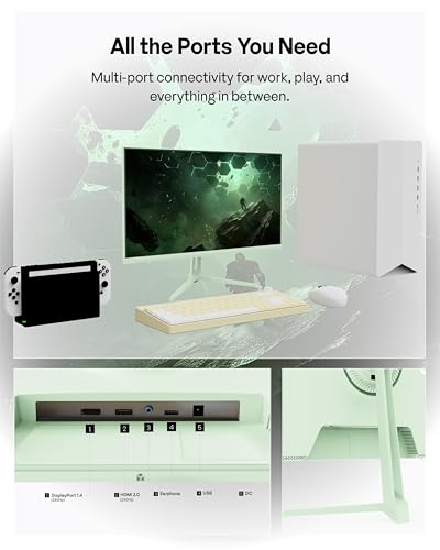 Image of Pixio Two PX249 Wave Mint Green 24 inch 240Hz Refresh Rate FHD 1080p Resolution IPS Panel 4ms GTG Response Time Gaming Monitor and PS1D Wave Mint Green Dual Monitor Arm