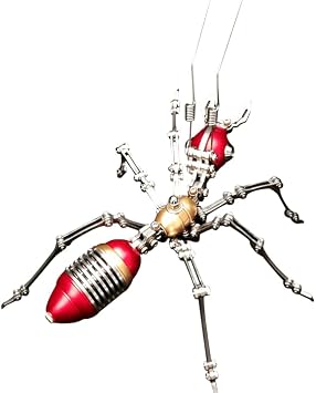 Metalkitor 3D Metal Puzzles for Adults, Ant Metal 3D Mechanical Puzzle Model Kit Jigsaw - Steampunk DIY Ornament - Assembly Crafts Brain Teaser - Perfect Room Decor and Gift Choice, 100+PCS Red