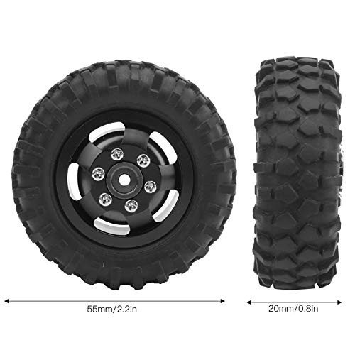 Vgeby Rc Truck Wheel,2Pcs Rubber Tire 55Mm Dia Aluminium Alloy Fit For Wpl D12 1/10 Rc Car Rc Vehicle Scale Accessories (Black) Car Model Accessory Wpl D12 Upgrades #TOP2