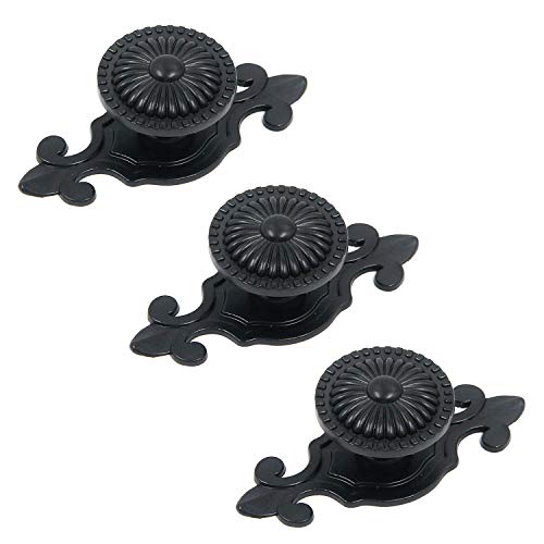 MY MIRONEY Black Cabinet Knobs with Backplates Zinc Alloy Drawer Pulls Handles Mushroom Shaped Furniture Pull Dresser Cupboard Door Knob with Screws Pack of 3