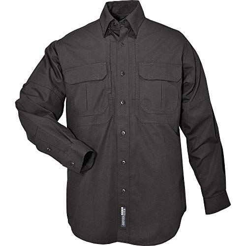 5.11 Tactical Long Sleeve Work Shirt, 100% Cotton Canvas, Black, X-Large, Style 72157