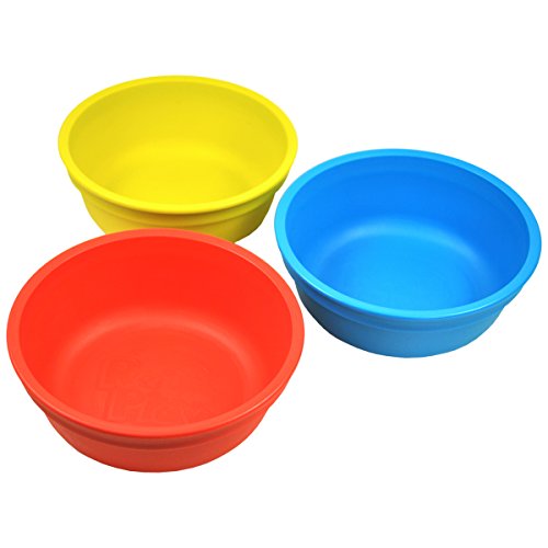 Re-Play Made in USA 12 Oz. Reusable Plastic Bowls, Pack of 3 Without Lid - Dishwasher and Microwave Safe Bowls for Snacks and Everyday Dining - Toddler Bowl Set 5.75